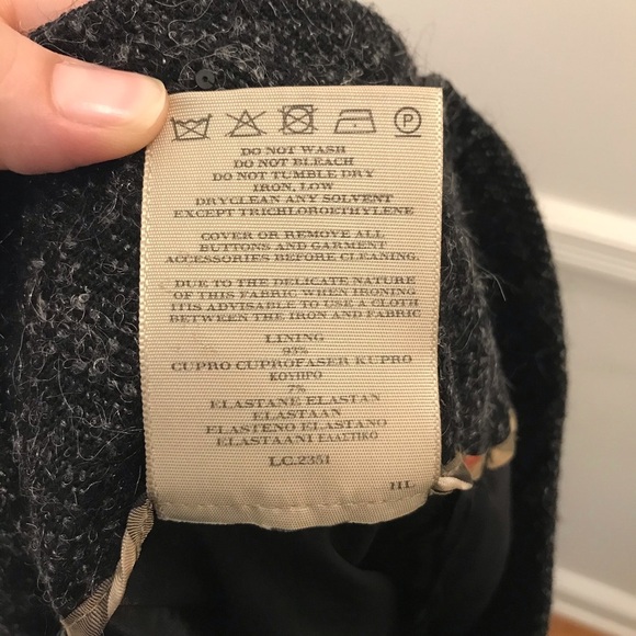 Burberry Wool Blend Pencil Skirt Plaid Sequin 12 - Picture 9 of 12